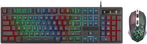 Wired Gaming Keyboard and Mouse Combo Ergonomic Design USB Color Backlight