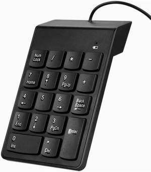 USB Numeric Keypad Number Keyboard Pad Wired Plam Size 18 Keys Black