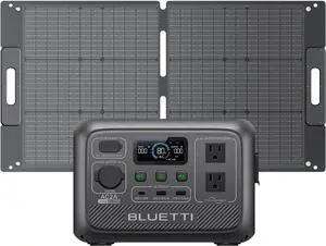 BLUETTI Portable Power Station AC2A with 100W Solar Panel, 204Wh LiFePO4 Battery Backup w/ 2 300W (600W Power Lifting) AC Outlets, Recharge to 80% in 40 Min., Solar Generator for Outdoor Camping