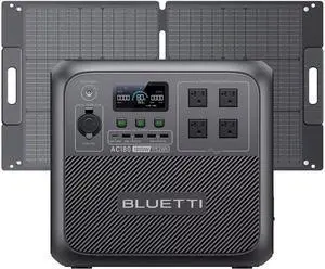 BLUETTI Solar Generator AC180 with 100W Solar Panel Included, 1152Wh Portable Power Station w/ 4 1800W (2700W Surge) AC Outlets, LiFePO4 Emergency Power for Camping, Off-grid, Power Outage