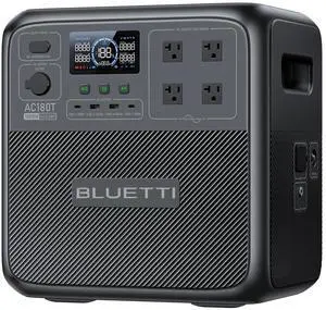 BLUETTI AC180T Portable Power Station, 1432Wh LiFePO4 Battery Backup, 1800W (3600W Surge) AC Outlets, 0-80% Charge in 45 Min, Solar Generator for Camping, Outdoors, Emergency