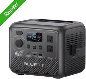 Restored BLUETTI AC50B 448Wh Portable Power Station, 2x 700W AC Outlets (1000W Power Lift), Fast 45-Min 0-80% Charge, Optional Solar Panel, Perfect for Camping & Emergencies,Refurbished