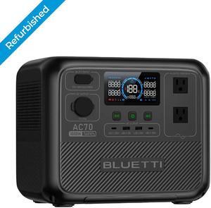 BLUETTI AC70 Portable Solar Generator, 768Wh LiFePO4 Power Station,80% Charge in 45 Mins, 1000W Rated Power (2000W Lifting Power) for Camping, Hiking, Home Backup,Used,Refurbished