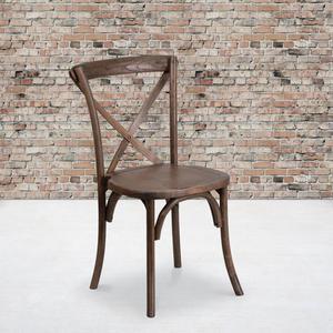 2 Pack HERCULES Series Stackable Early American Wood Cross Back Chair