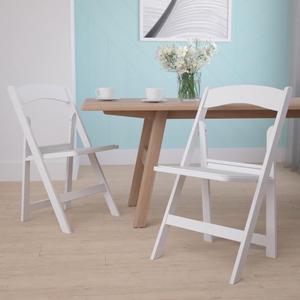 Hercules Folding Chair - White Resin - 2 Pack 1000LB Weight Capacity Comfortable Event Chair - Light Weight Folding Chair