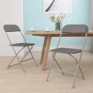 Hercules Series Plastic Folding Chair Grey - 2 Pack 650LB Weight Capacity Comfortable Event Chair-Lightweight Folding Chair