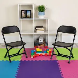 Timmy 2 Pack Kids Black Plastic Folding Chair