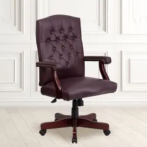 Martha Washington Burgundy LeatherSoft Executive Swivel Office Chair with Arms