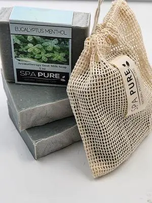Spa Pure Aromatherapy Luxury Soap, made with plant based ingredients, essential oils, all natural, 4.5 oz each (Eucalyptus Menthol)
