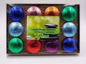 Spa Pure Shower Bombs: Rejuvenating Steamers Aromatherapy Tablets, USA Made, Bath Bomb, Melt For Women, Men, All Natural (12 Count) Pack of 1