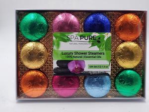 Spa Pure Shower Bombs: New SCENTS Rejuvenating Steamers Aromatherapy Tablets, Bomb, Vaporizing Steamer Soothers Bath Melt for Women, Men, Natural Organic Large Cosmetic Fizzies (12 Count) Pack of 1