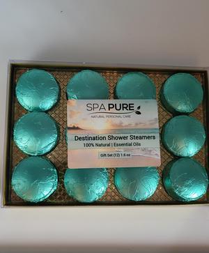 Spa Pure Aromatherapy Shower Bombs: Destination Shower Steamers, Rejuvenating New Scents, Tablets, Bomb, Bath Melts for Women, Men, All Natural, 20 oz (12 Count) Pack of 1
