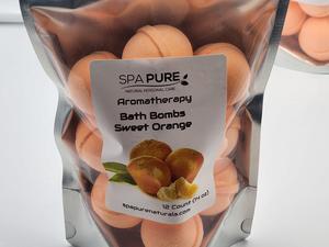 Spa Pure Sweet Orange - Essential Oil Bath Bombs Made in USA with Coconut Milk, Shea Butter for a Luxurious Spa Bath Time (12 Count) Pack of 1