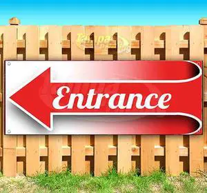 Arrow Entrance Left Banner 13 oz | Non-Fabric | Heavy-Duty Vinyl Single-Sided With Metal Grommets | Directional, Parking