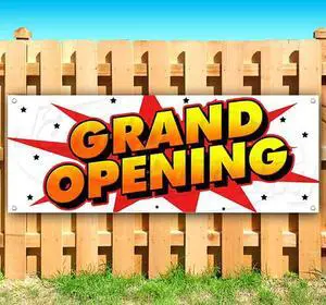 Grand Opening Banner 13 oz | Non-Fabric | Heavy-Duty Vinyl Single-Sided With Metal Grommets | Now Serving, Available