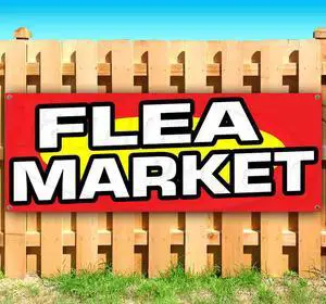 Flea Market Banner 13 oz | Non-Fabric | Heavy-Duty Vinyl Single-Sided With Metal Grommets | Thrift, Sale