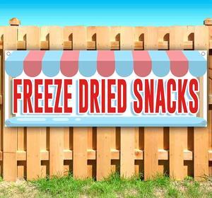 Freeze Dried Snacks Banner 13 oz | Non-Fabric | Heavy-Duty Vinyl Single-Sided With Metal Grommets | Treats, Dessert, Sweets, Food, Candy