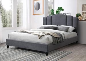 Giada Queen Bed, Charcoal Fabric