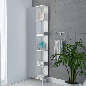 Portland 5-Shelf Linen Cabinet with Mirror White