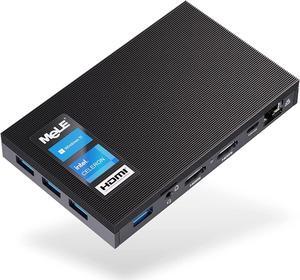 MeLE Quieter2Q Fanless Mini PC Computer Windows 11 Pro J4125 4GB 64GB Dual HDMI 4K Display Portable Desktop for Business Astrophotography Media Office Support M.2 NVMe SATA 2280 SSD Win10 Linux
