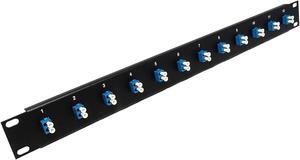 12 Port LC Fiber Patch Panel Singlemode (Blue Couplers) (Loaded 1u) 19"