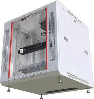 Network Data Cabinet - Rack Mount - Wall Mount IT Rack - Locking - Server Rack - 24-Inch deep Data Rack - Gray Server Cabinet with POWERBAR/Fan/Shelf/LEVELERS/for Servers - A/V (12U 24"X24"X24")