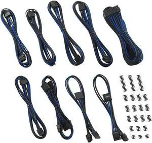 CableMod C-Series Classic ModFlex Sleeved Cable Kit for Corsair RM Black Label/RMi/RMX (Black + Blue)