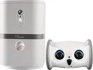 Pet Camera: Owl Robot & Petalk AI II 1080 FHD Pet Camera Treat Dispenser Interactive Toy for Dogs Cats Remote App Control