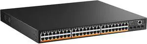 MokerLink 48 Port PoE Gigabit Managed Switch, 4x1G SFP, IEEE802.3af/at/bt 600W, VLAN/Qos/PoE/Security Web/Cli L2 Managed Rackmount Switch
