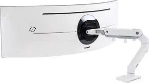 HX Single Ultrawide Monitor Arm with HD Pivot, VESA Desk Mount for 1000R Curved Monitors Up to 49 Inches, 28 to 42 lbs White