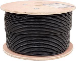 Cable Cat6, UTP, UV Jacket, Outdoor, CMX, 1000ft, Black, Bulk Ethernet Cable