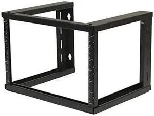 6U Wall Mount Open Frame 19 Inch Server Equipment Rack Threaded 16 inch Depth Black