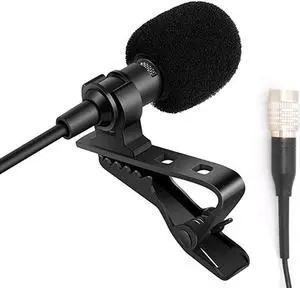 Black Lavalier Microphone For Audio Technica Wireless System With Hirose 4 Pin
