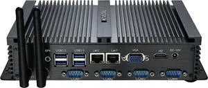 KINGDEL Powerful Mini PC, Fanless Industrial PC, Intel i5 Dual Core CPU, 8GB RAM, 128GB SSD, 2xNICs, 4xUSB 3.0, 4xCOM RS232, HD Port, Metal Case, Windows 11 Pro