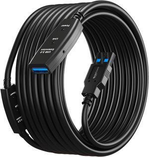 50 Feet Active USB Extension Cable 3.0 Male to Female with 2 Extension chipsets Signal Booster - Active Extension/Repeater Cord 15 Meters / 50 Feet (AC Power Supply Included)