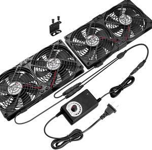 4 x 120mm Server Rack Mount Fan 12V with 100V - 240V AC Power Variable Speed Control, High Airflow for DIY Cooling Mining Rig, AV Cabinets, Home Theater, Refrigerator, Greenhouse