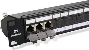 Cable Matters Rackmount or Wall Mount 24-Port Shielded RJ45 Patch Panel with Jack Shutter
