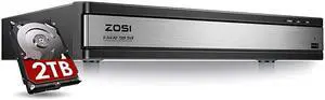 1080N 16 Channel Security DVR Recorder H264 720p Hybrid 4in1AnalogAHDTVICVI CCTV DVR for Security CameraMotion DetectionMobile Remote ControlEmail Alarm2TB Hard Drive Included
