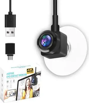 Eye to Cam 3 Webcam 4K with Suction Cup Fixed in The Middle Screen, 8MP IMX179 CMOS, Zoom Lens Auto Focus Camera, Create a Positive Connection in Every Calls/Conferencing.