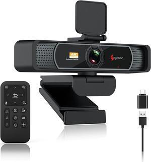 5X Zoomable Webcam with Remote and Noise-Canceling Mics, Auto Light Correction, Wide Field of View, USB Computer Web Camera Work with MS Teams, Zoom, Google Meet, PC/Mac/Laptop