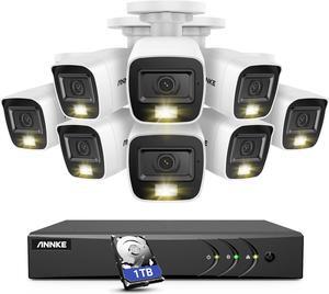 Home Wired Camera Security System with Audio, 8CH 3K Lite H.265+ AI DVR with 1 TB Hard Drive and 8 X 1080P IP67 Weatherproof Cameras with Dual Light, Human/Vehicle Detection, Color Night Vision