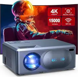 4K Projector with 5G WiFi and Bluetooth, 15000L JOWLURK Mini Portable Projector, Outdoor Movie Projector, Home Theater Projector for iPhone/TV/Android Stick/HDMI/USB/Laptop/DVD/PS5