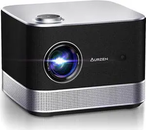 3-in-1 Projector 4K Supported, AURZEN BOOM 3 Smart Projector with WiFi and Bluetooth, 3D DoIby Audio & 36W Speakers, Auto Focus & Keystone, Netflix Official 500 ANSI Home Outdoor proyector, Black