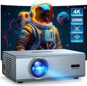 4K Projector with WiFi6 and Bluetooth 5.3, 22000L Outside Video Movie Projectors, OWNKNEW Outdoor Gaming Projector, Support Auto Keystone Correction for Phone