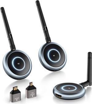 Wireless HDMI Transmitter and 2 Receivers - Up to 4 Receivers, Plug and Play, 5.8G HDMI Wireless Extender for PC, Laptop, Camera, Cable Box to Multiple TVs, Monitors, Projectors - 165FT/50M