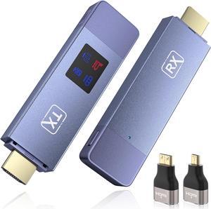 Wireless Hdmi Transmitter and Receiver, Wireless HD Extender Plug & Play Portable 2.4G/5G with LED Screen Wireless Hdmi Kit for Streaming Video and Audio to Monitor from Laptop/Pc/Tv Box/Projector
