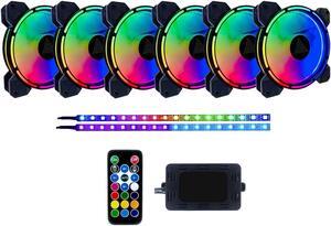 AC62-RGB Arcane 120mm Silent RGB Color Changing LED Fan with Remote Control, 16x LEDs & 8X Anti-Vibration Rubber Pads w/ 2 Magnetic LED Strips (6+2-pk)