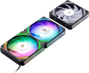 CF-121D 120mm PC Case Fan, Daisy-Chain Connection, 5V 3Pin ARGB Lighting, 4 Pin PWM Case Fan, for Radiator/CPU Air Cooler/Computer Case Cooling, 120x120x25mm, 3 Pack, Black
