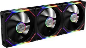 GAMDIAS 3X 120mm ARGB PWM Case Fans, 2 Blades (Standard & Reverse Blades) in 1 Computer Fan Pack, Sync with RGB Motherboards, Easy Installation & Clean Cable Management w/Cabless Daisy Chain Design