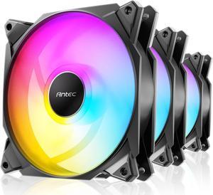 140mm RGB Fans, 140mm Case Fans, 30mm Thickness Case Fan, 1500 RPM with 95.44CFM, 1.94mmHO, 5V 3Pin Addressable RGB Fans with Controller,Motherboard SYNC and 4 Pin PWM Control, Storm T3 Series